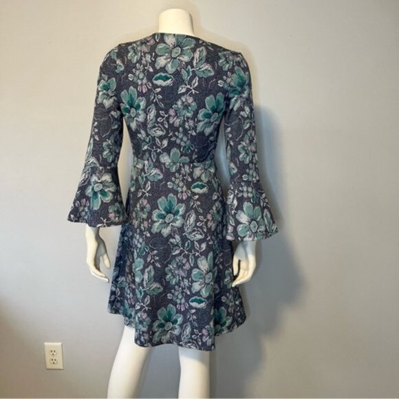 Anthropologie Maeve Blue Gray Florence Swing Dress Size Small - Picture 9 of 12